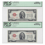 1928 G $2 Legal Tender 2 Consecutive PCGS 65 // # 714 - 715