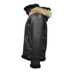 Top Gun® Premium Vegan Shearling Coat with Leather Details // Black (XL)