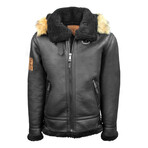 Top Gun® Premium Vegan Shearling Coat with Leather Details // Black (M)