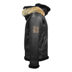 Top Gun® Premium Vegan Shearling Coat with Leather Details // Black (XS)