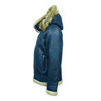 Top Gun® Premium Wool-PU Shearling Coat // Navy (M)