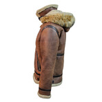 Top Gun® Premium Wool-PU Shearling Coat // Brown (XL)