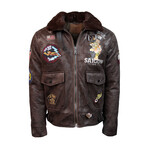 Top Gun® "Victory" Wool-PU Jacket // Brown (XL)