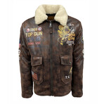 Top Gun® "Fighter Wings" Wool-PU Jacket // Brown (XS)