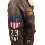 Top Gun® "Fighter Wings" Wool-PU Jacket // Brown (M)