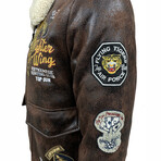 Top Gun® "Fighter Wings" Wool-PU Jacket // Brown (S)