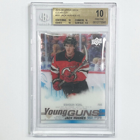 Jack Hughes 2019-20 Upper Deck Young Guns Clear Cut Rookie Card