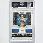 Justin Herbert 2020 Panini Obsidian Trifecta Material Red Rookie Card #08/10 - PSA 9