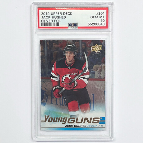 Jack Hughes 2019-20 Upper Deck Young Guns Silver Foil Rookie Card