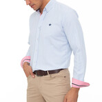 Philosophers Long Sleeve Button Up // Pink + Blue (L)