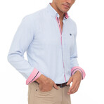 Philosophers Long Sleeve Button Up // Pink + Blue (L)