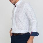 Krakow Long Sleeve Button Up // White + Navy (XL)