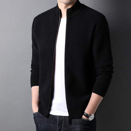 Dawson Zippered Sweater Jacket // Black (M)