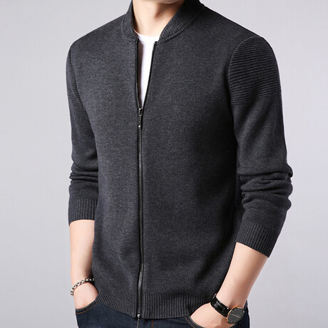 Jase Zippered Sweater Jacket // Gray (L)