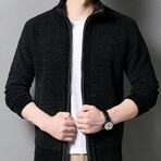 Mario Zippered Sweater Jacket // Black (L)
