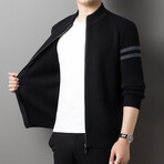 Albert Zippered Sweater Jacket // Black (2XL)