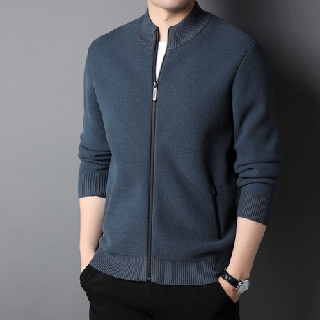 Alexis Zippered Sweater Jacket // Blue (M)