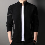 Konnor Zippered Sweater Jacket // Black (L)