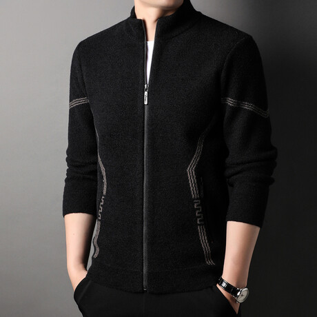 Konnor Zippered Sweater Jacket // Black (L)