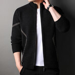 Konnor Zippered Sweater Jacket // Black (L)