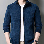 Sullivan Zippered Sweater Jacket // Blue (M)