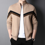 Alonzo Zippered Sweater Jackets // Tan (L)