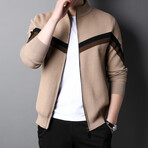 Alonzo Zippered Sweater Jackets // Tan (L)