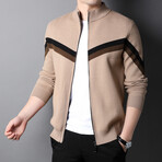 Alonzo Zippered Sweater Jackets // Tan (L)