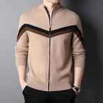 Alonzo Zippered Sweater Jackets // Tan (L)