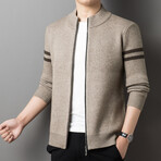 Ahmed Zippered Sweater Jacket // Beige (L)