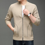 Jadiel Zippered Sweater Jacket // Tan (M)