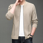 Jadiel Zippered Sweater Jacket // Tan (M)