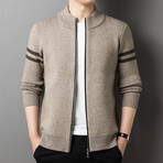 Ahmed Zippered Sweater Jacket // Beige (M)