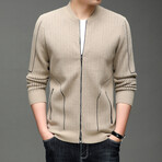 Jadiel Zippered Sweater Jacket // Tan (M)