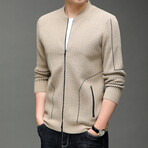 Jadiel Zippered Sweater Jacket // Tan (M)