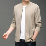 Jadiel Zippered Sweater Jacket // Tan (M)