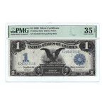 1899 $1 Large Size Silver Certificate // Mule Note // PMG Certified Choice 35 EPQ