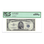 1953B $5 Small Size Silver Certificate // PCGS Certified Choice 65 PPQ