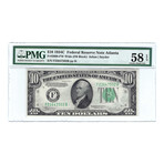 1934C $10 Small Size Federal Reserve Note // PMG Certified // AU58 EPQ