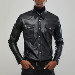 Leather Western Overshirt // Black (XL)