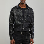 Leather Western Overshirt // Black (XL)