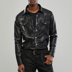 Leather Western Overshirt // Black (XL)