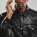 Leather Western Overshirt // Black (XL)