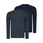 Set of 2 Crewneck Sweatshirts // Gray + Dark Blue (S)