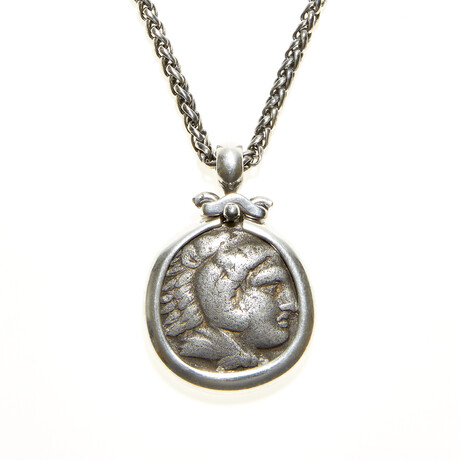 Alexander the Great Large Silver Coin Necklace