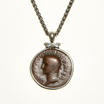 Large Roman Augustus Caesar Coin Necklace