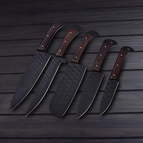 High Carbon Forged Chef Knife // Set Of 5 (Brown)