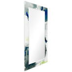Ephemeral Rectangular Beveled Mirror on Free Floating Reverse Printed Tempered Art Glass (30"L x 40"W x 0.4"H)