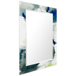 Ephemeral Rectangular Beveled Mirror on Free Floating Reverse Printed Tempered Art Glass (30"L x 40"W x 0.4"H)