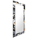 Ebony & Ivory Rectangular Beveled Mirror // Free Floating Printed Tempered Art Glass